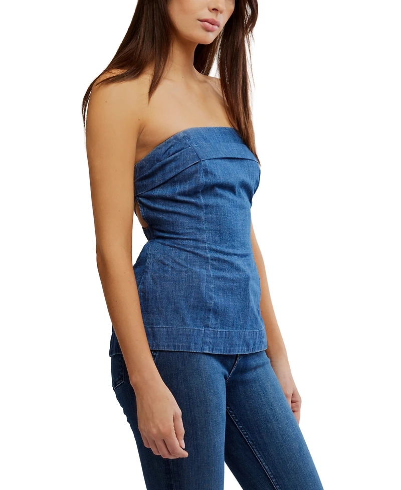 Free People Women's Lora Strapless Denim Top