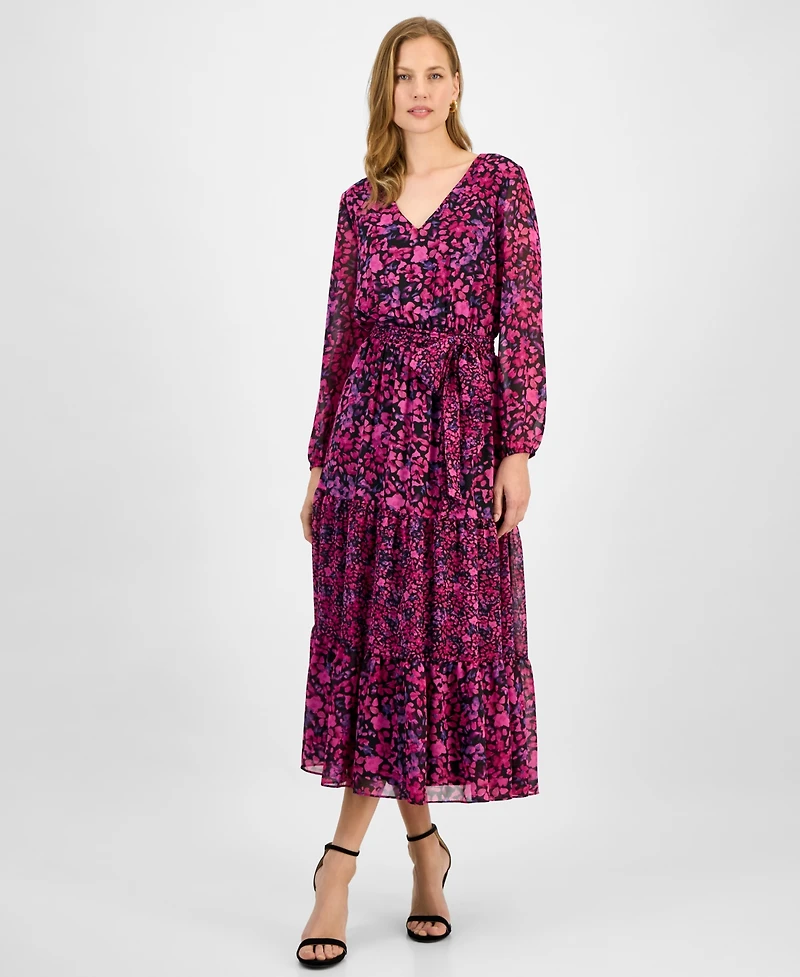 Kasper Women's Floral-Print Tiered Fit & Flare Dress