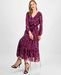 Kasper Women's Floral-Print Tiered Fit & Flare Dress