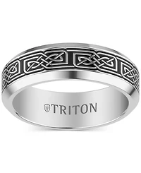 Triton Men's Celtic Design Band Gray & Black Tungsten