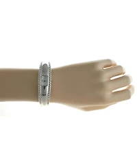 Peugeot Women's Silver-Tone Crystal Accented Cuff Bangle Fashion Watch
