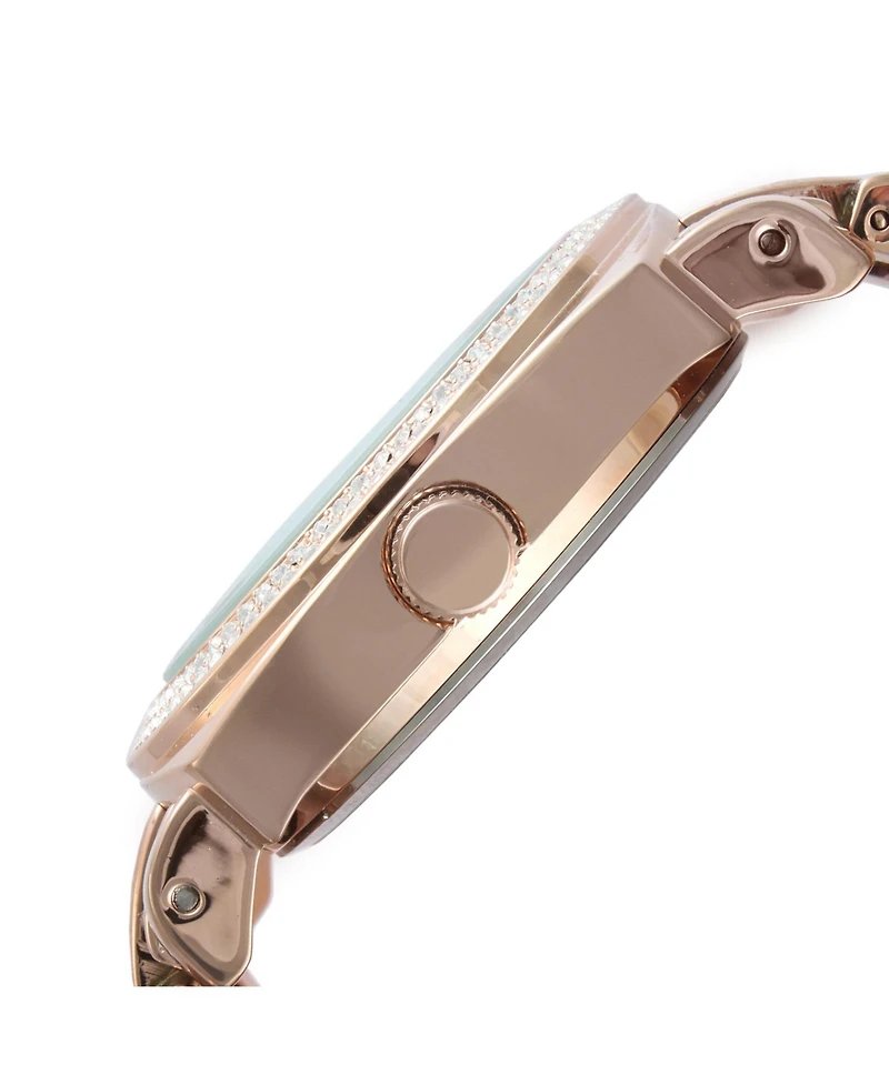 Peugeot Women's 40mm Rose Gold Boyfriend Bracelet Watch with Crystal Bezel