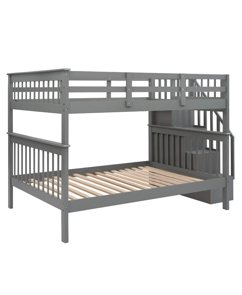 Full-Over-Full Bunk Bed with Storage & Guard Rail