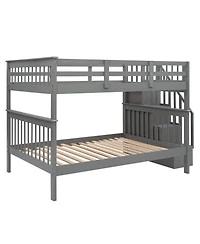 Full-Over-Full Bunk Bed with Storage & Guard Rail