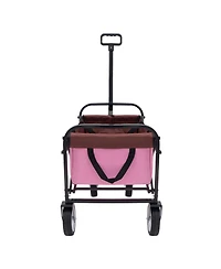 Collapsible Folding Wagon Cart - 225lb Capacity - Pink