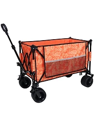 Heavy-Duty Folding Wagon Cart w/ Picnic Mat - Orange