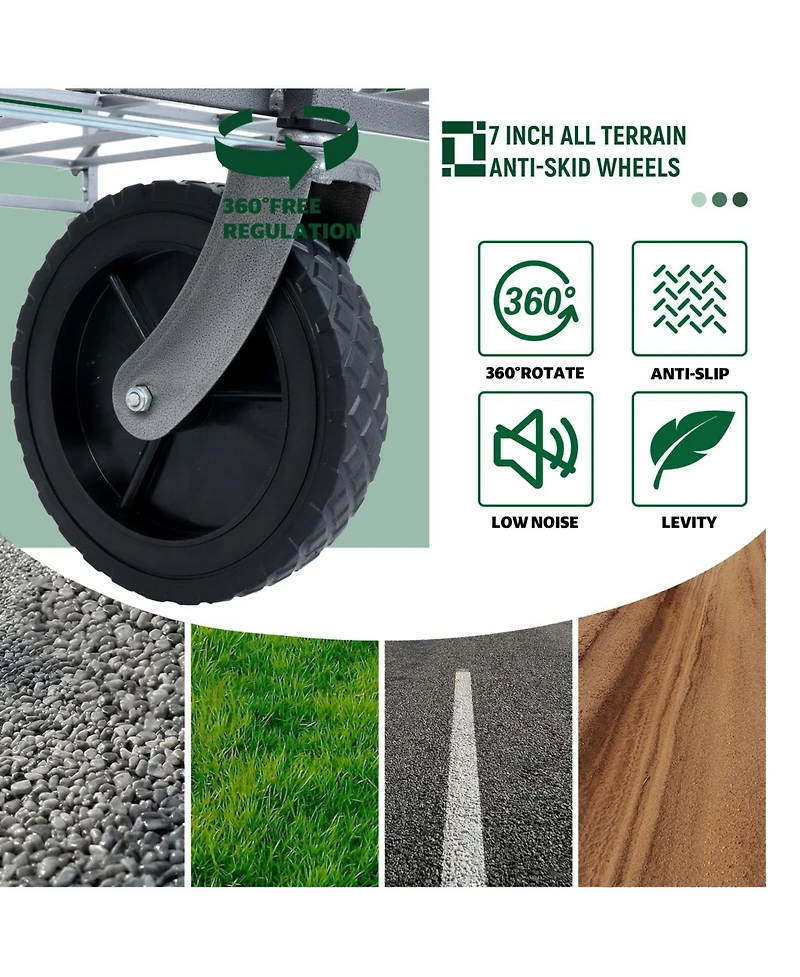 Collapsible Wagon Cart with Wheels & Drink Holders