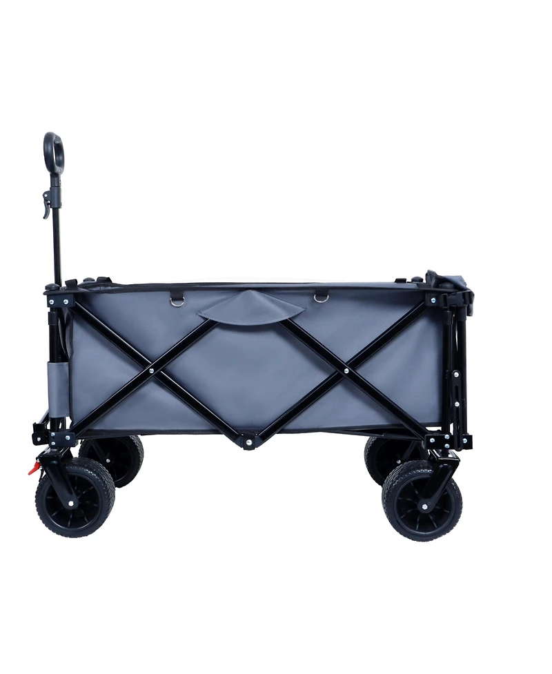 Foldable Wagon with Tailgate, Cover, 400LBS, All-Terrain Wheels