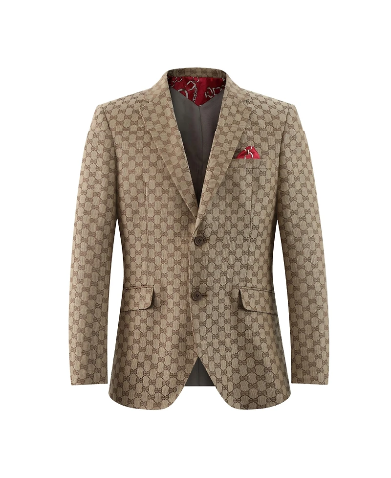 Elie Balleh Boys Brown Slim Fit Logo Blazer