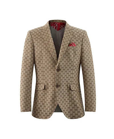 Elie Balleh Boys Brown Slim Fit Logo Blazer