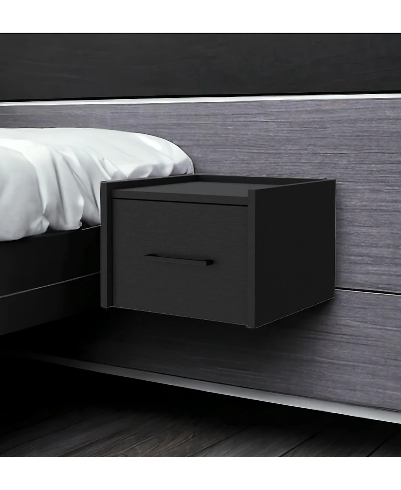 Floating Nightstand with One Drawer Faux Wood – Space-Saving Storage Solution