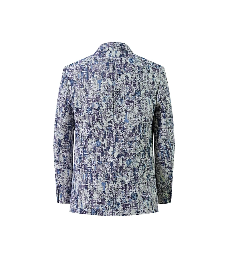 Elie Balleh Boys Blue Paint Splash Brocade Jacket