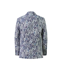 Elie Balleh Boys Blue Paint Splash Brocade Jacket