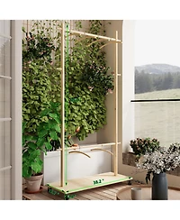 Solid Wood Clothes Drying Rack with Hangers & Wheels