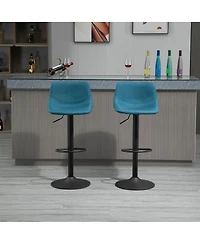 Set of 2 Adjustable Swivel Bar Stools with Backrest, Upholstered Counter Chairs for Kitchen Bar-The Pop Home