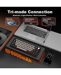 Yunzii AL68 Wireless Mechanical Keyboard,Full Aluminum Cnc,60% Layout with Knob, Qmk/Via Software,Gasket Mounted,Hot Swappable,Rgb Backlit,Bt/2.4G/Usb