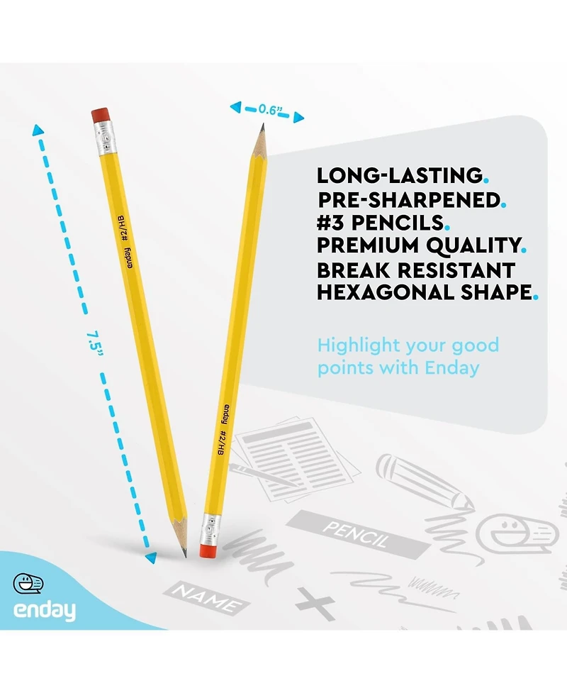 Enday Presharpened #2 Pencils
