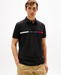 Tommy Hilfiger Men's Short Sleeve Embroidered Chest Stripe Polo Shirt