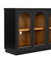 Arched Buffet Cabinet with Glass Doors & Storage
