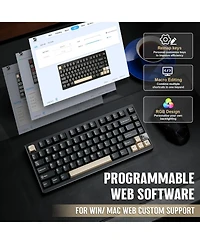 Yunzii AL75 Pro 75% Wireless Mechanical Gaming Keyboard,Full Aluminum Cnc,Bt/2.4G/Wired,Pbt Keycaps,Gasket Mounted Hot Swap,Custom Rgb Backlight