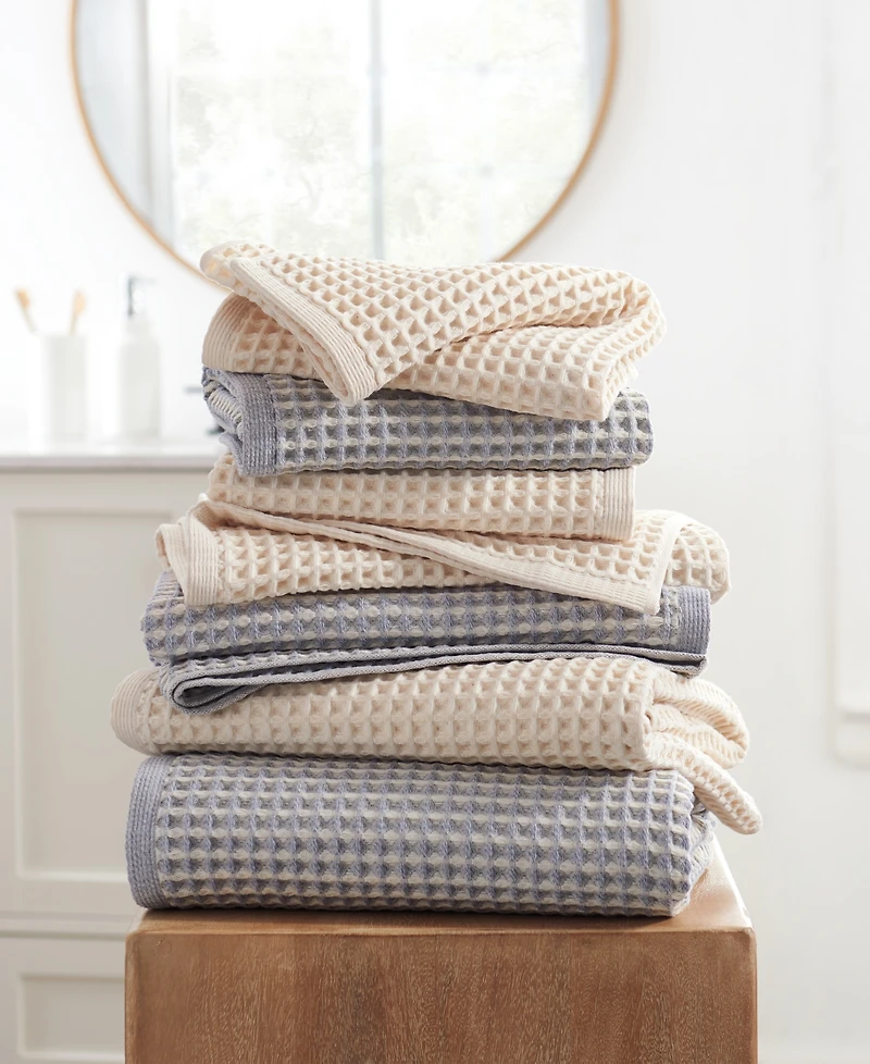 Dkny Pure Yarn Dyed Waffle Unbleached Cotton Bath Towel Set