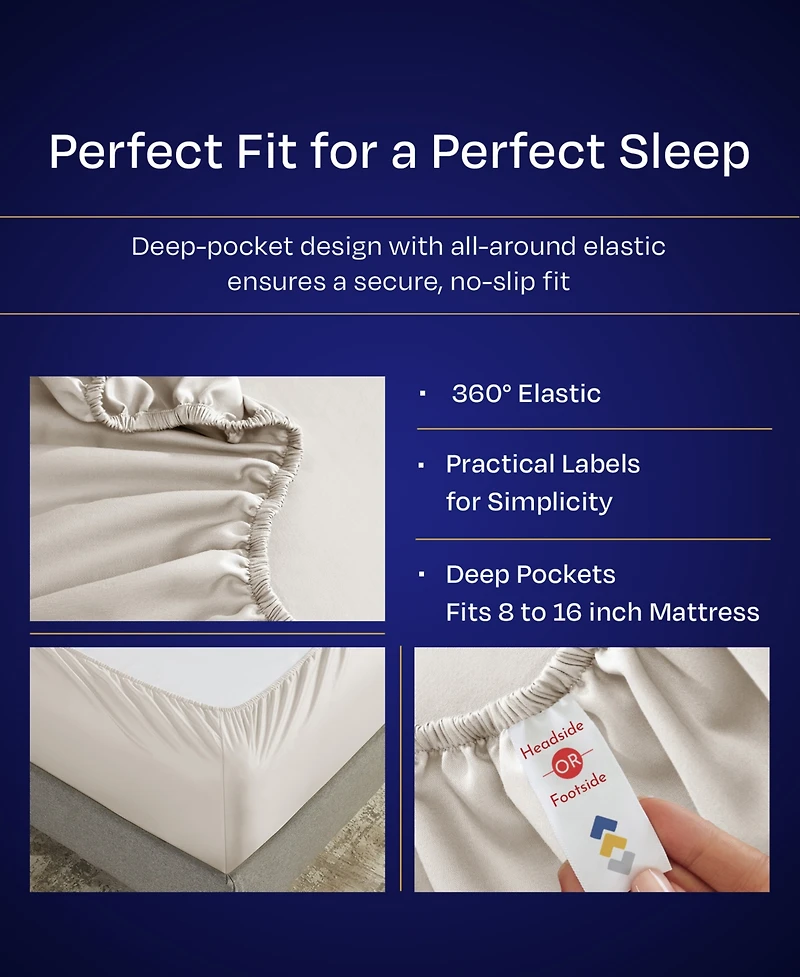 Luxury 1000 Thread Count King Sheets Set - 100% Cotton Sateen Soft, Thick & Deep Pocket