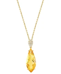 Effy Citrine (4-1/3 ct. t.w.) & Diamond (1/20 ct. t.w.) Pendant Necklace in 14k Yellow Gold, 17" + 1" extender