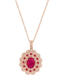 Effy Ruby (1-1/2 ct. t.w.) & Diamond (1/4 ct. t.w.) 18" Pendant Necklace in 14k Rose Gold