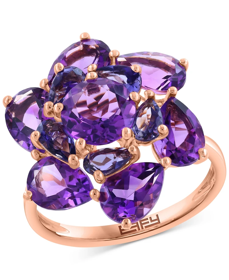Effy Amethyst (5-1/10 ct. t.w.) & Iolite (3/4 ct. t.w.) Statement Ring in 14k Rose Gold