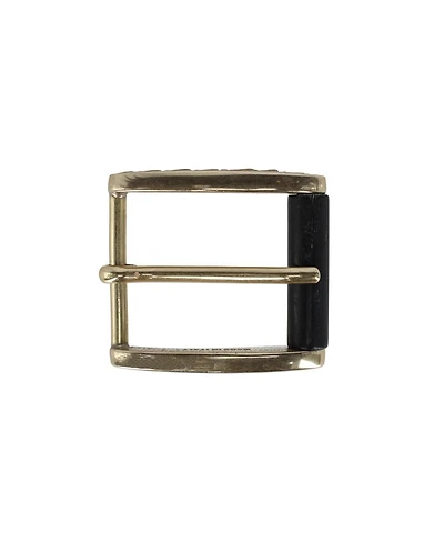 Trafalgar Men's 35mm Italian Side Detailed Solid Brass with Black Stag Horn Roller Harness Belt Buckle