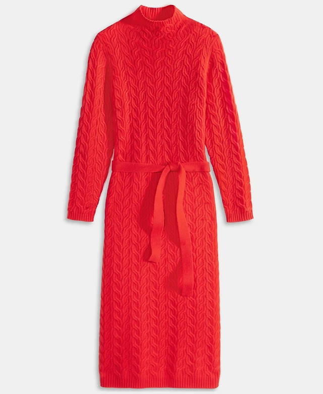 Charter Club Women's 100% Cashmere Cable-Knit Mock Neck Midi Dress, Macy's  Exclusive | Arden Fair