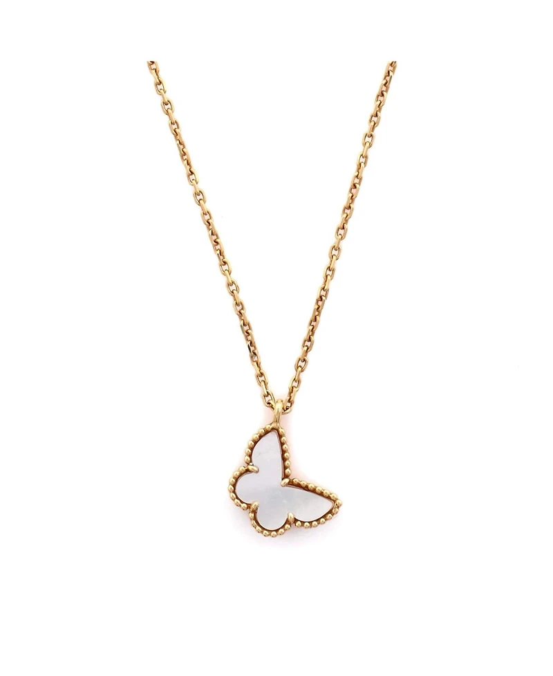 Pre-Owned Van Cleef & Arpels Sweet Alhambra Butterfly Pendant Necklace 18K Gold and Mother of Pearl