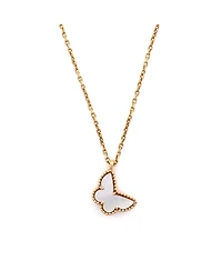 Pre-Owned Van Cleef & Arpels Sweet Alhambra Butterfly Pendant Necklace 18K Gold and Mother of Pearl
