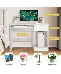 Wooden Computer Desk with Cpu Stand