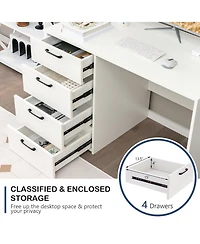43.5 Inch Computer Desk with 4 Large Drawers