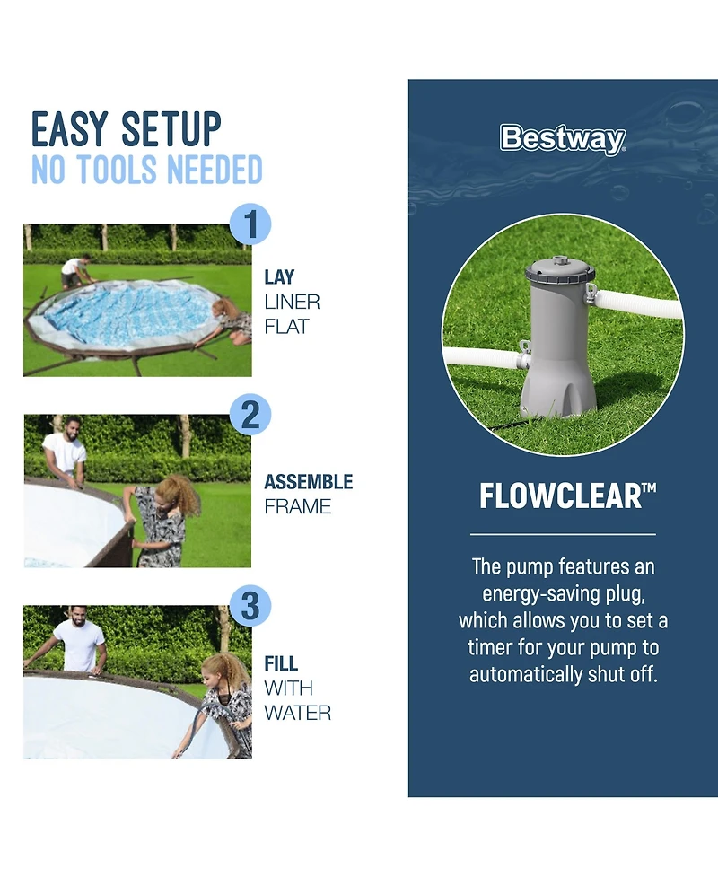 Bestway Power Steel 14' x 42" Above Ground Outdoor Swimming Pool Set with Pump