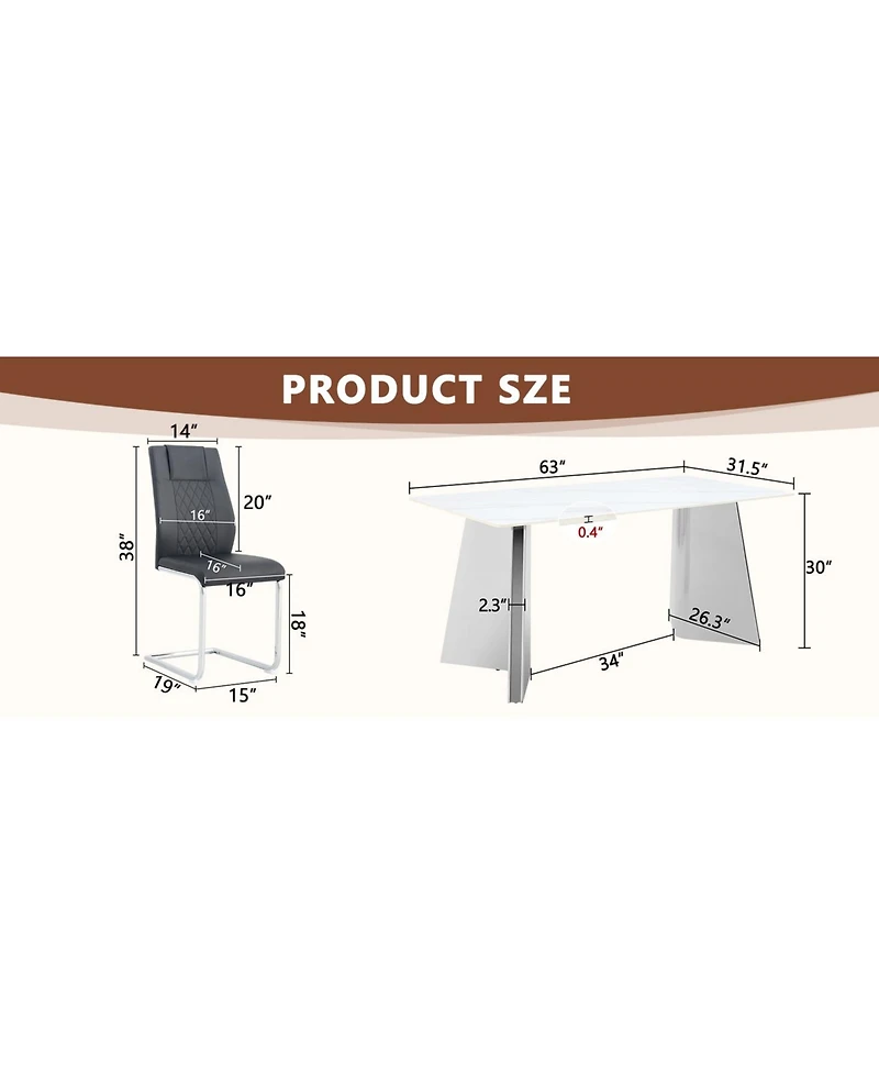 Streamdale Snow Mountain Table & 4 Black Pu Chairs