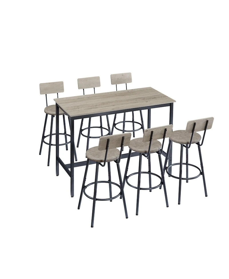 Streamdale 7-Piece Pub Set Industrial Table & Bar Chairs