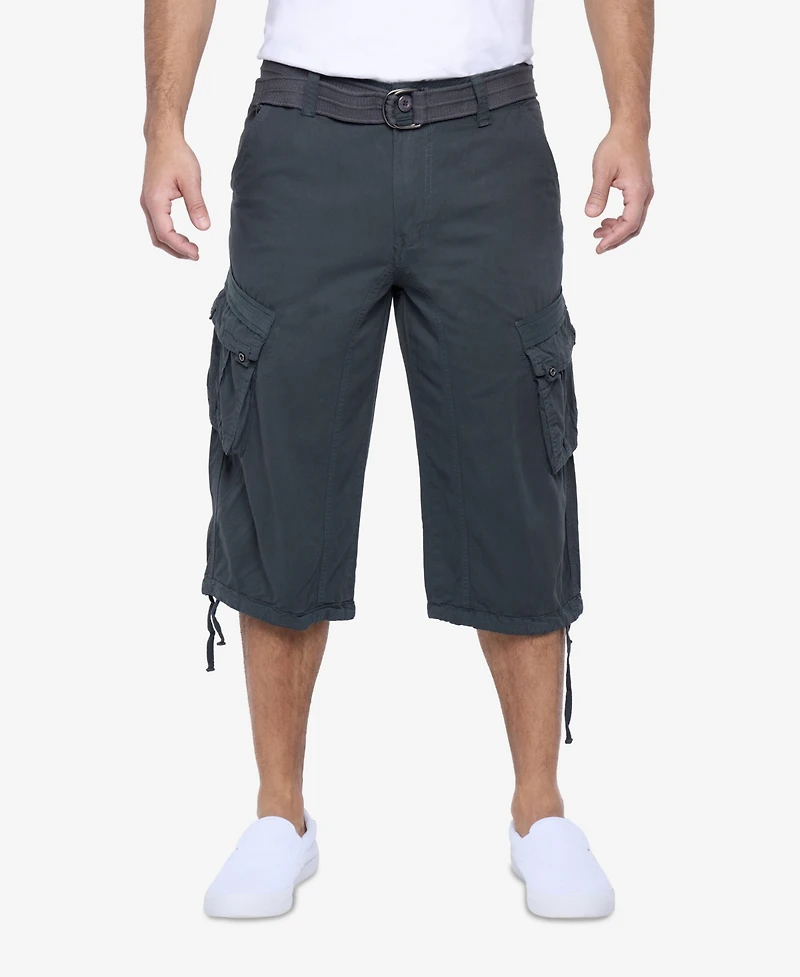 X-Ray Men's Belted Capri Cargo Shorts