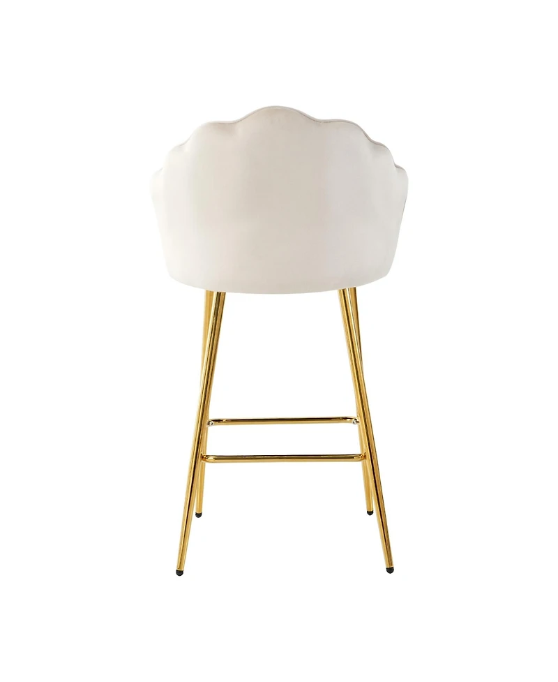 Streamdale Stylish Velvet Metal Leg Glass Countertop Bar Chairs (Set of 5)