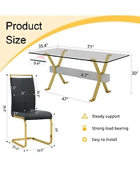 Streamdale Elegant Glass Dining Set with 8 Pu Chairs (71"x35.4")