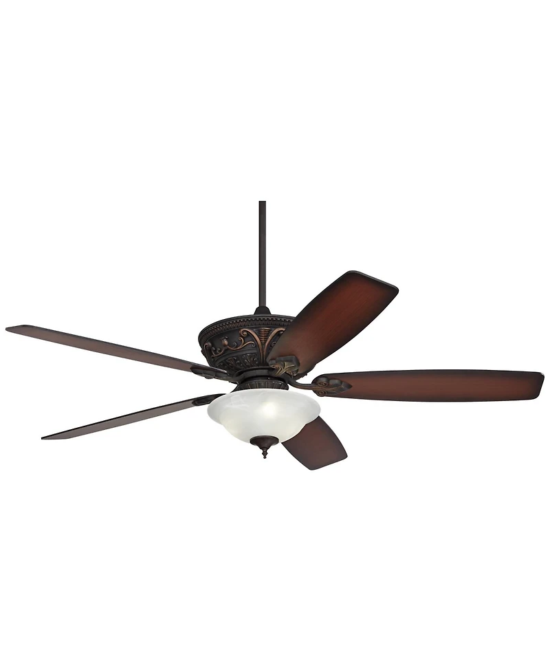 60" Casa Vieja Montego Industrial Rustic Indoor Ceiling Fan Led Light Oil Rubbed Bronze Teak Alabaster Glass Living Kitchen Home