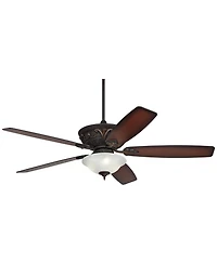 60" Casa Vieja Montego Industrial Rustic Indoor Ceiling Fan Led Light Oil Rubbed Bronze Teak Alabaster Glass Living Kitchen Home