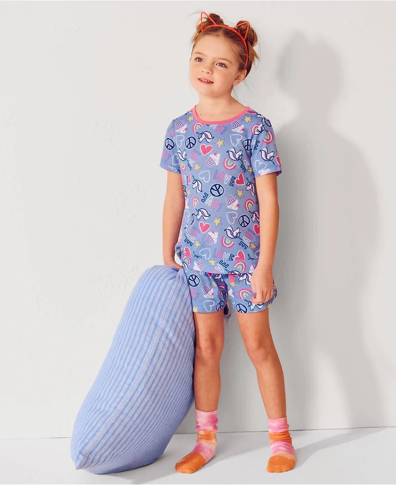 Lands' End Big Girls Short Sleeve Tee and Shorts Pajama Set