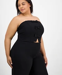 Madden Girl Trendy Plus Size Waist-Cutout Bow-Trim Jumpsuit