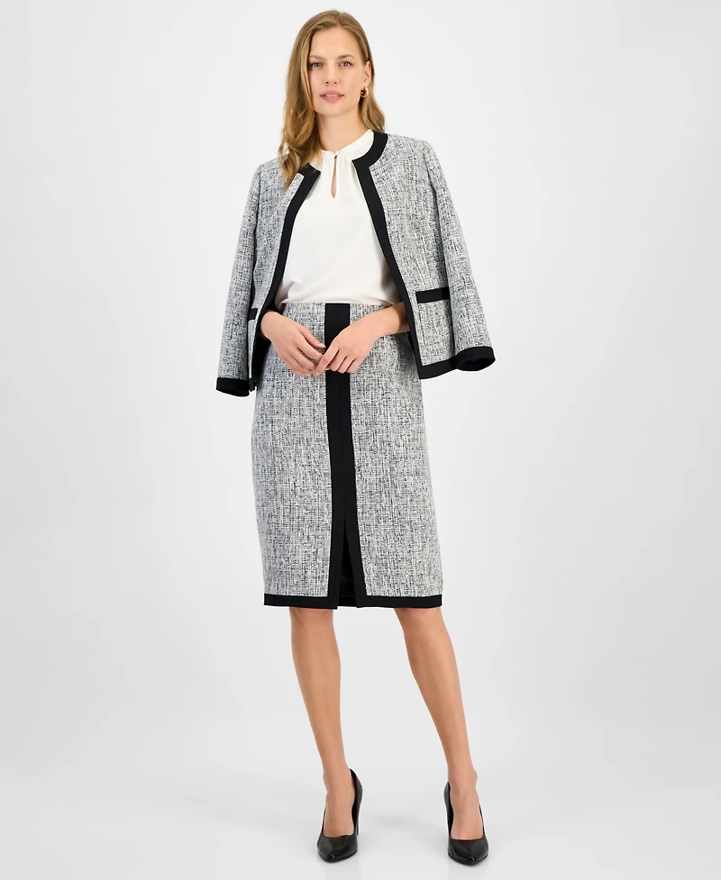 Kasper Women's Tweed Split-Seam Skirt, Regular & Petite
