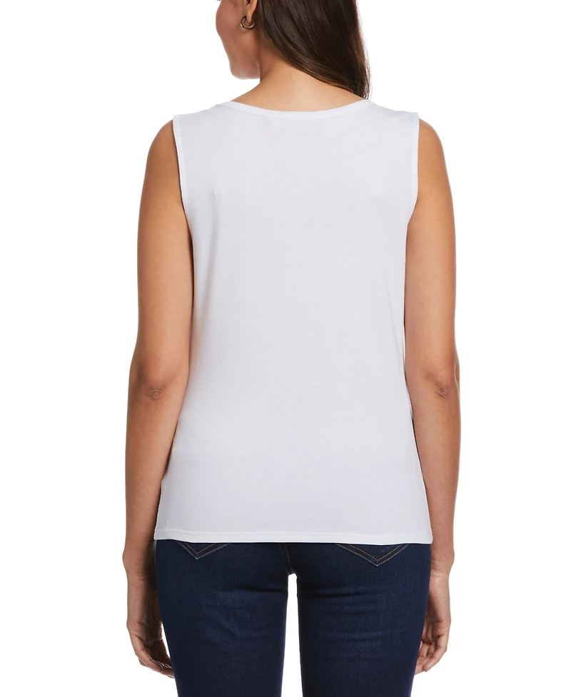 Rafaella Petite Rib Sleeveless Tank Crew Neck Top