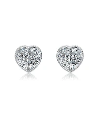 Heart Bezel Set Clear Cubic Zirconia Stud Earrings