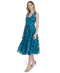 Eliza J Women's Embroidered-Mesh Sleeveless Fit & Flare Dress