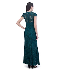 Eliza J Women's Cap-Sleeve Lace Gown